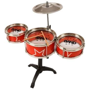 Imagem de Bateria Infantil Musical Brinquedo Diversão Garantida - Miki Toy, Verm