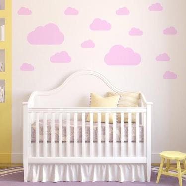 Imagem de Adesivo de Parede Nuvens Rosa para Quarto Infantil - Quartinhos