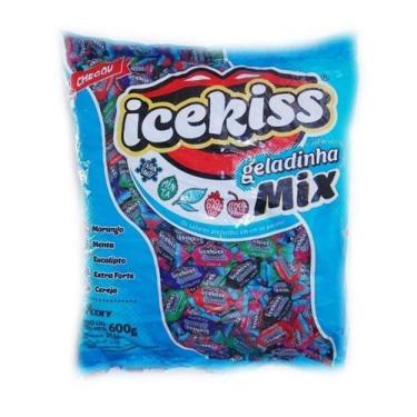 Imagem de Bala Icekiss Geladinha 600g Sabores Caixa com 12 Pacotes, Sortida