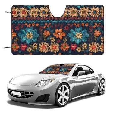 Imagem de Guarda-sol para para-brisa de carro, guarda-sol, universal, capa de guarda-sol para carro, padrão de malha, colorido, cortinas de carro para janelas dianteiras para caminhões e carros que mantém seu