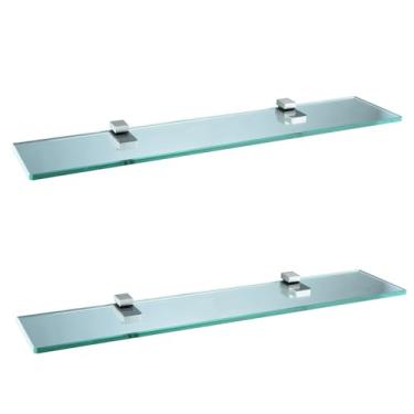 Imagem de XVL Prateleira de vidro para banheiro GS3002AX-2 para armazenamento de vidro temperado escovado, 2 peças