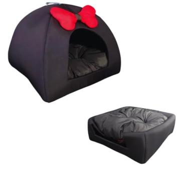 Imagem de Cama Pet Casinha Cabana Toca Iglu com Almofada para Cães e Gatos Design Elegante com Detalhe em Laço