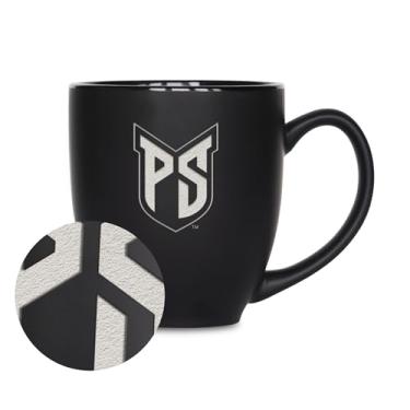 Imagem de Rico Industries NCAA Portland State Vikings 425 g Caneca de cerâmica preta fosca gravada a laser - para bebidas quentes ou frias