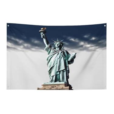 Imagem de Bandeira com quatro furos bandeiras para todos os climas estátua da liberdade impressa bandeira decorativa bandeiras de poliéster adequadas para uso interno e externo 89 x 159 centímetros