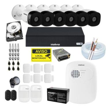 Imagem de Kit Cftv 6 Câmeras Intelbras E Alarme Residencial 8 Sensores