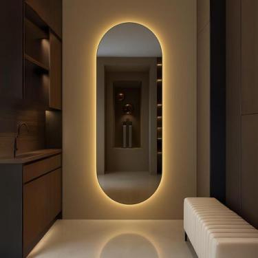Imagem de Espelho Oval Grande 150x40 Decoração Corpo Inteiro com LED - Luz fria 