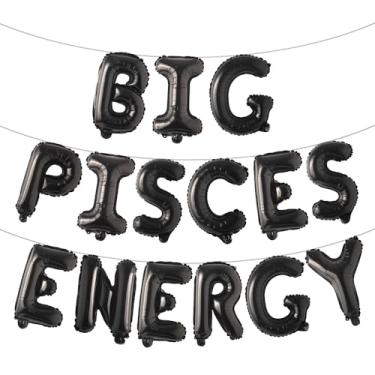 Imagem de Faixa multicolorida de balões de energia de Peixes, decorações de festa de aniversário, aniversário de peixes, letras de 41 cm, aniversário de 21 anos, aniversário de 30 anos, (ENERGIA DE PEIXES