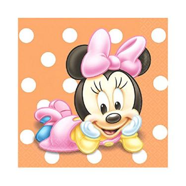 Imagem de 16 guardanapos para bebidas do primeiro aniversário da Minnie's