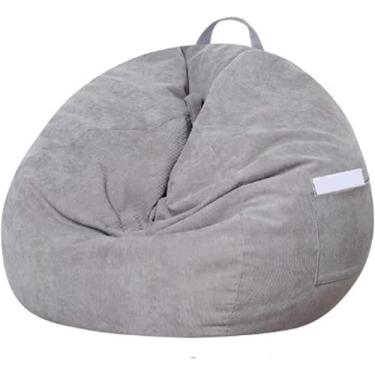 Imagem de Cadeira De Saco De Feijão Gigante De Armazenamento De Bichos De Pelúcia Capa De Cadeira De Saco De Feijão Substituição De Algodão Para Adultos, Light Gray, 81cm