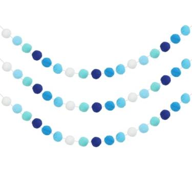 Imagem de PATIKIL 3 peças de guirlanda de pompom, faixa decorativa de 2,5 m com 30 bolas de feltro para decoração de quarto de festa de aniversário, Dia das Bruxas, Ação de Graças, Natal, aniversário, cores do