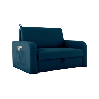 Imagem de Sofá Cama com Baú 2 Lugares Daiane Azul Matrix