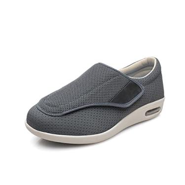 Imagem de Calçados Masculinos De Largura Larga Larguras Estendidas Tênis Leves Para Caminhada Tênis Ajustável Fácil De Ligar/Desligar Para Apoiar Os Pés Inchados De Idosos(Gray,47 EU)