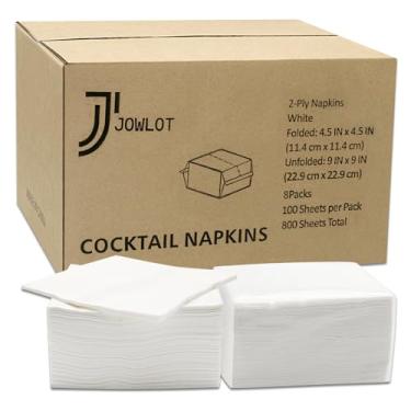 Imagem de JOWLOT Guardanapos de coquetel - 800 guardanapos brancos de 2 camadas descartáveis, guardanapos de papel dobrados de 11 x 11 cm, guardanapos de bebidas a granel para jantar, casamento, bar, festa e