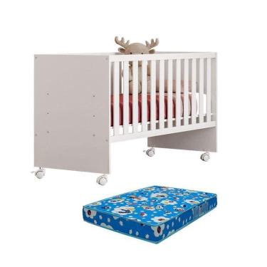 Imagem de Berço Doce Sonho 3540 Branco Brilho Com Colchão Ortobom – Qmovi