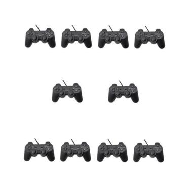 Imagem de Kit 10 Joystick Controle Para Pc Gamer Jogos Vibração Dual Shock Usb C