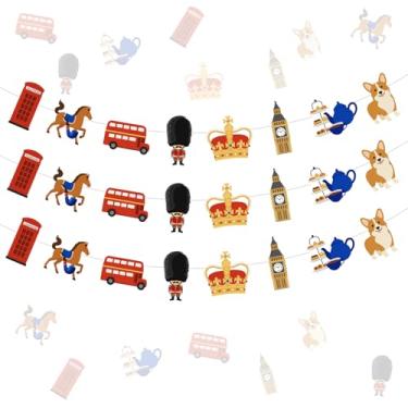 Imagem de Cheerupp 3 peças de banner temático britânico do Reino Unido, decoração de guirlanda de Londres para ele e ela, bandeira da Inglaterra decorações temáticas para festa de aniversário e chá de bebê