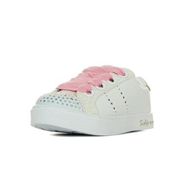 Imagem de Skechers Tênis infantil unissex Twinkle Breeze 2.0-sidestars, Branco/Rosa, 3 Little Kid