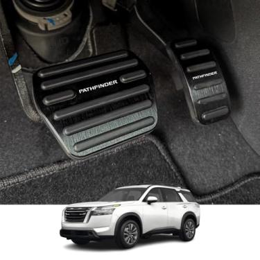 Imagem de Kakash Acessórios interiores personalizados para Nissan Pathfinder 2022 2023 2024 2025 capas de pedal de acelerador a gás de liga de alumínio, antiderrapante, sem perfuração, pastilhas de pedal de