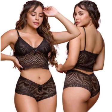 Imagem de Baby Doll Conjunto de Renda Cropped + Calesson Forrado Sem Bojo Baby D