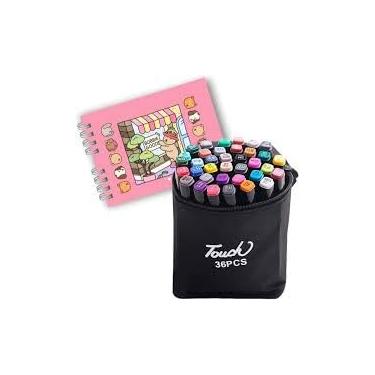 Imagem de Livro de colorir com 36 canetinhas pomtas duplas