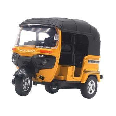 Imagem de IEUDNS 1:14 Tricycle Model Vehicle Vintage Style com ornamento de estatueta em miniatura leve e som, Amarelo