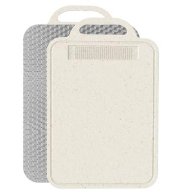 Imagem de Laokiiy Tábua de corte de titânio, tábua de corte para tábuas de corte de cozinha, dupla face com titânio puro e palha de trigo, PP, fácil de limpar, antiderrapante, para carne e legumes, presente de