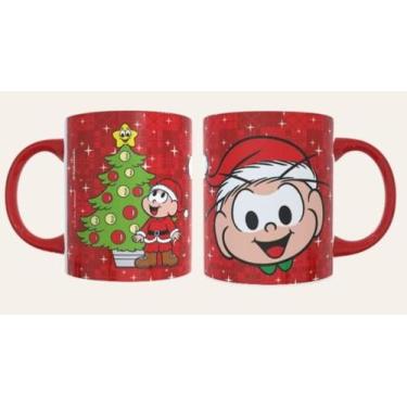 Imagem de Caneca Porcelana 325ml Cebolinha Natal - Turma da Mônica - Kathavento