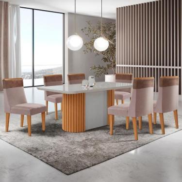 Imagem de Mesa de Jantar Aspen 180cm Tampo MDF Vidro com 6 Cadeiras Andes Modern