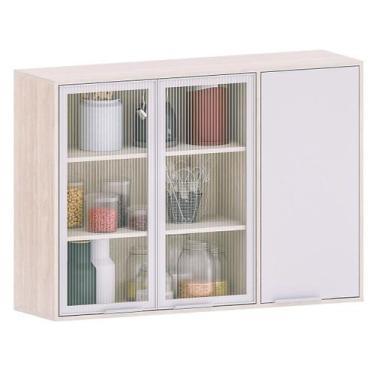 Imagem de Armário Aéreo para Cozinha com Portas de Vidro 120 cm Atenas - Luciane