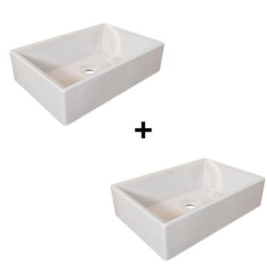 Imagem de Kit 2 Cubas Pia De Apoio Torino - Mármore Sintético Retangular - Movelove