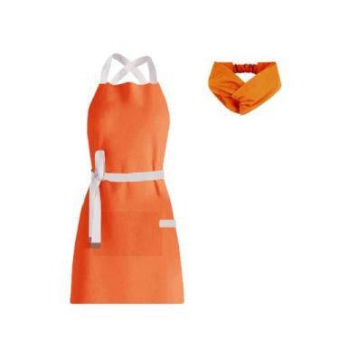 Imagem de Avental e Faixa de Cabelo Laranja Chef Cozinha Restaurante - CASACHA