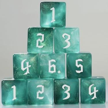 Imagem de 10 PC D6 dice 16mm Acrylic Dice Set for RPG MTG DND Dice Table Games and Board Games (Cyan)