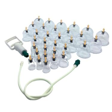 Imagem de Kit Com 32 Copos Ventosa Ventosaterapia Guasha Cupping Vacuoterapia Massoterapia Sucção Bomba Vácuo
