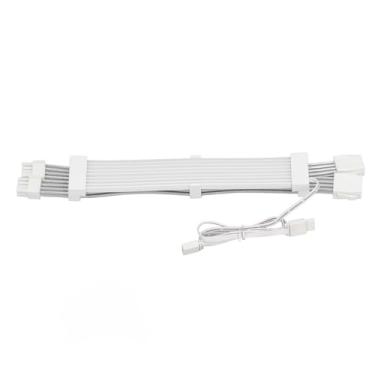 Imagem de Zhjvihx Cabo de Alimentação Gpu Argb 2x8pin, Vários Modos de Núcleos, Fontes de Luz Liderou Duplas, Estável e Confivel, Cabo de Alimentaça Gpu Branco para Placa Gráfica e Placa-mãe