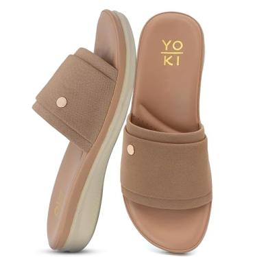 Imagem de YOKI NEVE Sandálias femininas plataforma com palmilha acolchoada – biqueira aberta para mulheres, sandália de verão com cabedal macio, Mocha, 40