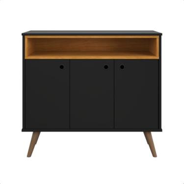Imagem de Buffet Rack Aparador Multiuso 3 Portas Paris RP Online (Preto/Nature)