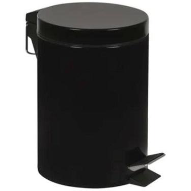 Imagem de Lixeira 3L + Escova Sanitária Conjunto Agata Preto Com Pedal