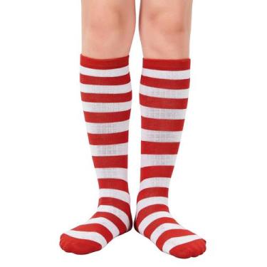 Imagem de Meias American Trends, vermelho, branco, listrado, infantil, Natal