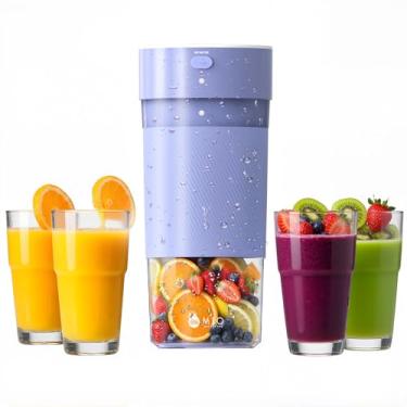 Imagem de MIO Liquidificador portátil para vitaminas, mini espremedor de 293 ml, agitador de proteína recarregável USB-C, misturador silencioso de viagem e liquidificador pessoal pequeno para cozinha