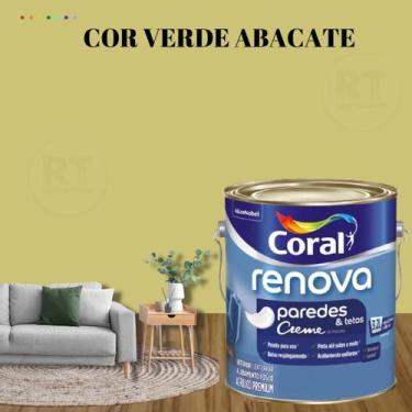 Imagem de Tinta Parede Verde Acrílica Fosca Coral Renova 3,2L, VERDE ABACATE