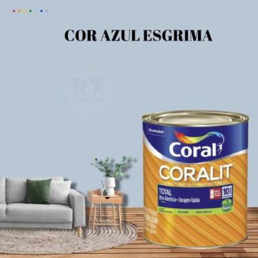 Imagem de Tinta Esmalte Sintético Base Água Cor Azul 800ml Coral Coralit Total Z