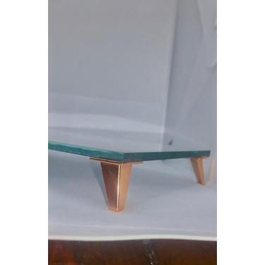 Imagem de Bandeja espelhada: vidro ambar e suporte rose 10x20 - Ótima para lavab