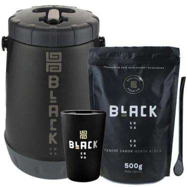 Imagem de Kit Tereré Black Erva Garrafa Cuia Bomba Erva Menta Black