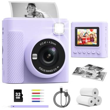 Imagem de TIATUA Câmera De Impressão Instantânea Infantil, Presentes De Natal E Aniversário Para Meninas E Meninos, Câmera Digital Infantil De Vídeo Hd 1080P Com Papel Para Impressão E Cartão 32G, Brinquedo