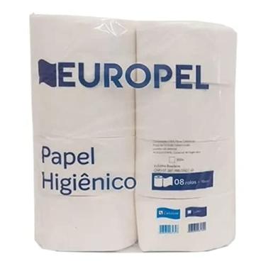 Imagem de Rolão Papel Higiênico Institucional, 300 M, 100% Celulose, Branco, Europapel, 8 Unidades