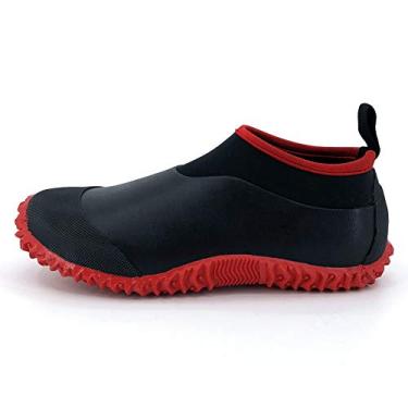Imagem de SYLPHID Sapato de chuva masculino feminino de neoprene impermeável para acampamento, cuidados com o gramado, jardinagem e trabalho no quintal, Vermelho, 34/35 BR