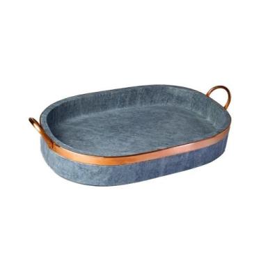 Imagem de Travessa Oval Servir Porção Alça Cobre Pedra Sabão 32x20cm - INDUSTRIA