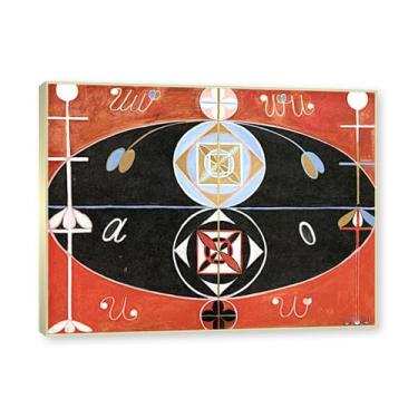 Imagem de NHLDZYH Moldura de champanhe. Pôster Hilma Af Klint, (Evolução, nº 16), reproduções de pinturas famosas, imagem de arte abstrata para sala de estar quarto decoração de casa. 60 x 80 cm - 23,7 x 31,5