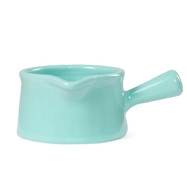 Imagem de Conjunto de potes de leite de cerâmica de 165 ml, 250 ml, com alça (4 cores), jarras fofas para café, geléia, xarope (verde claro, 250 ml)