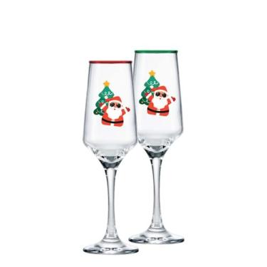 Imagem de Ruvolo, Taça Square Champagne Christmas, Taça de Champanhe de Vidro 2pcs, 240ml